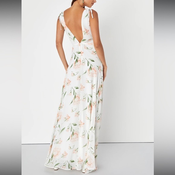 LULUS Romantic Possibilities White Floral Print Maxi Dress Size Large - Picture 9 of 9